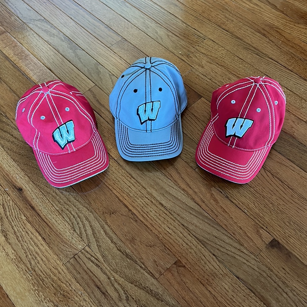 UW WI Badger Hats by Fan Favorites Game Time Football Baseball College set of 3